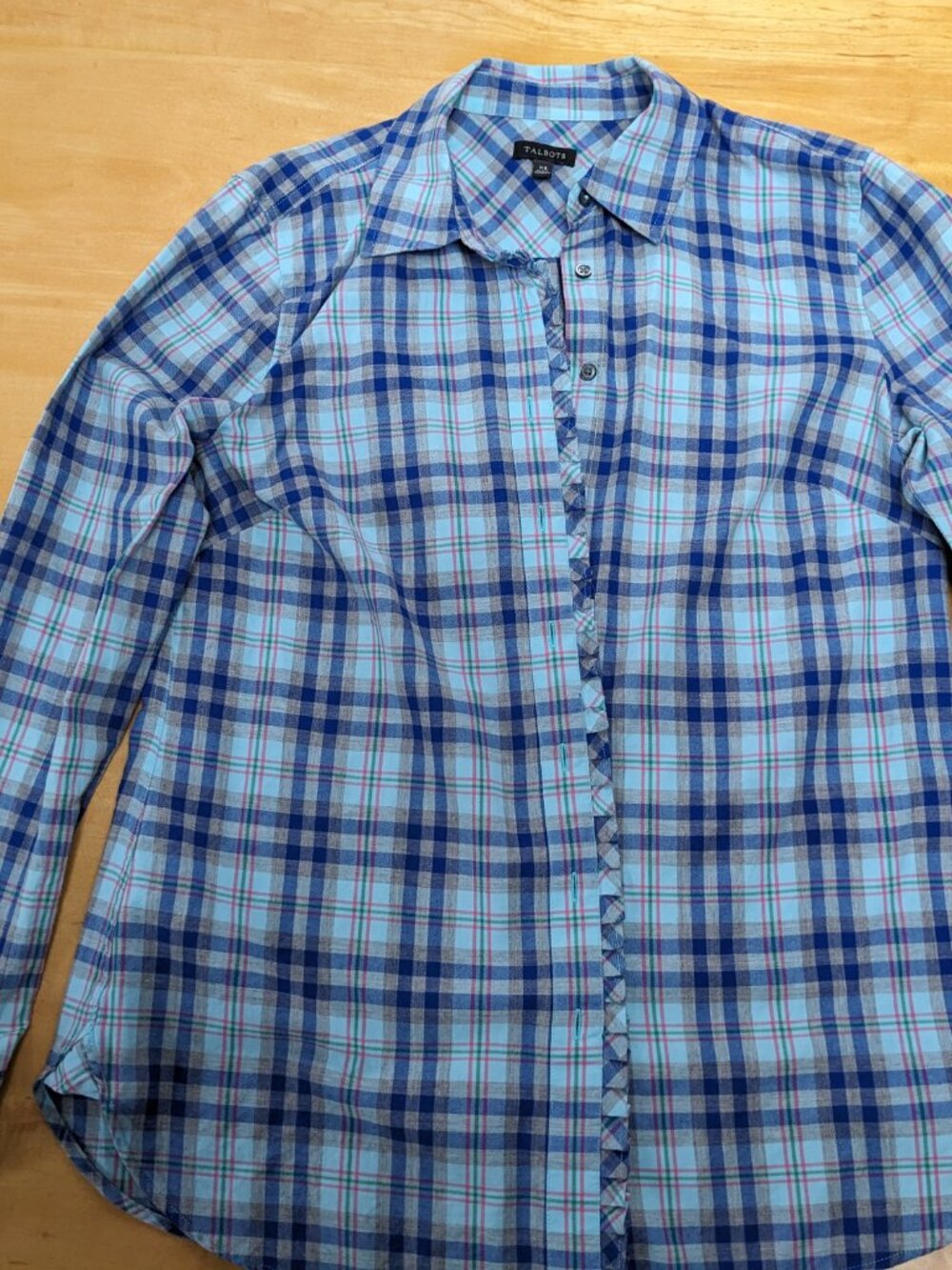 Talbots XS cotton plaid shirt